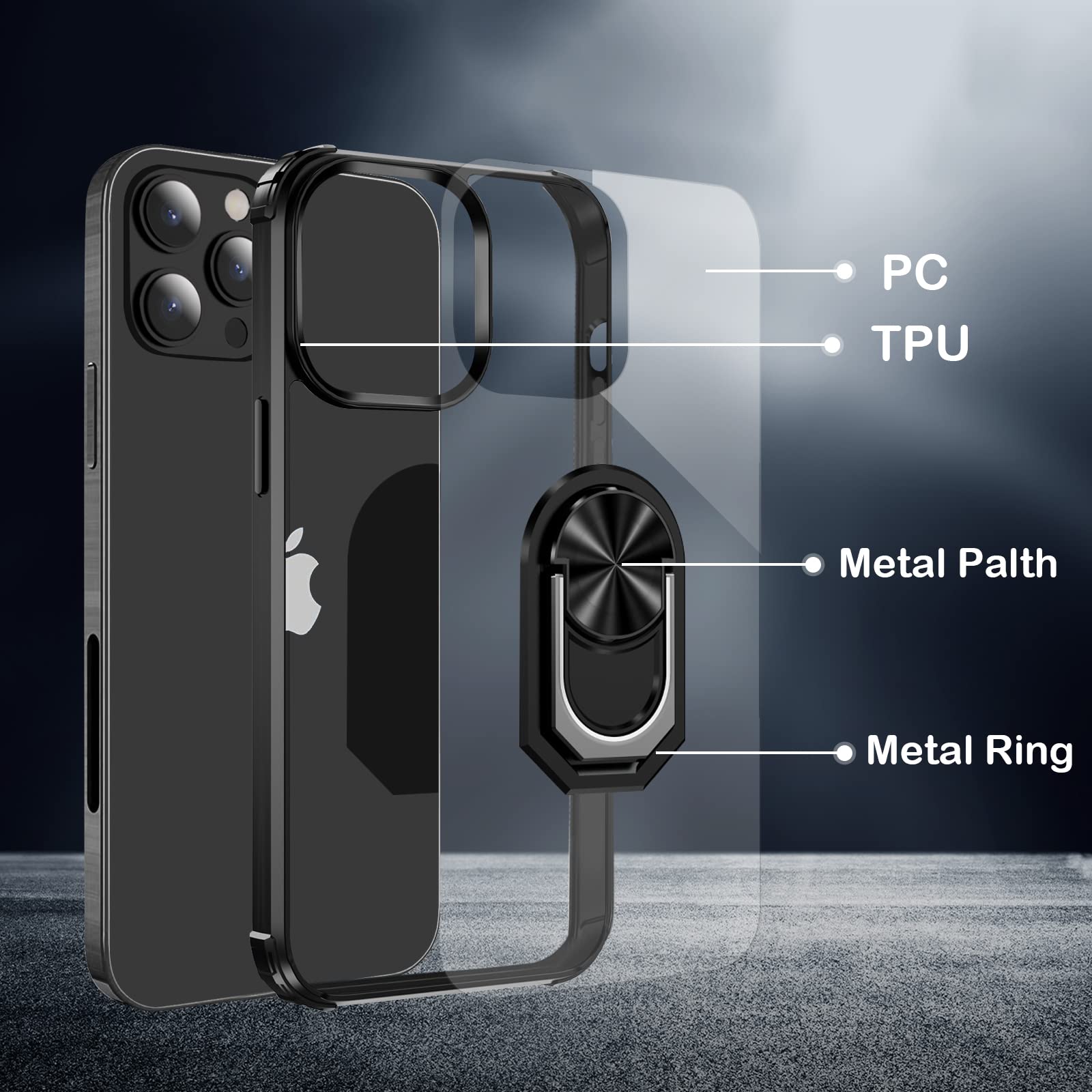 Amazon.co.jp: iPhone 14 Pro Max用クリア スタンド付きケース 360度